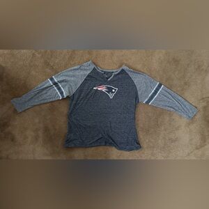 Majestic Gray New England Patriots Tee with Logo